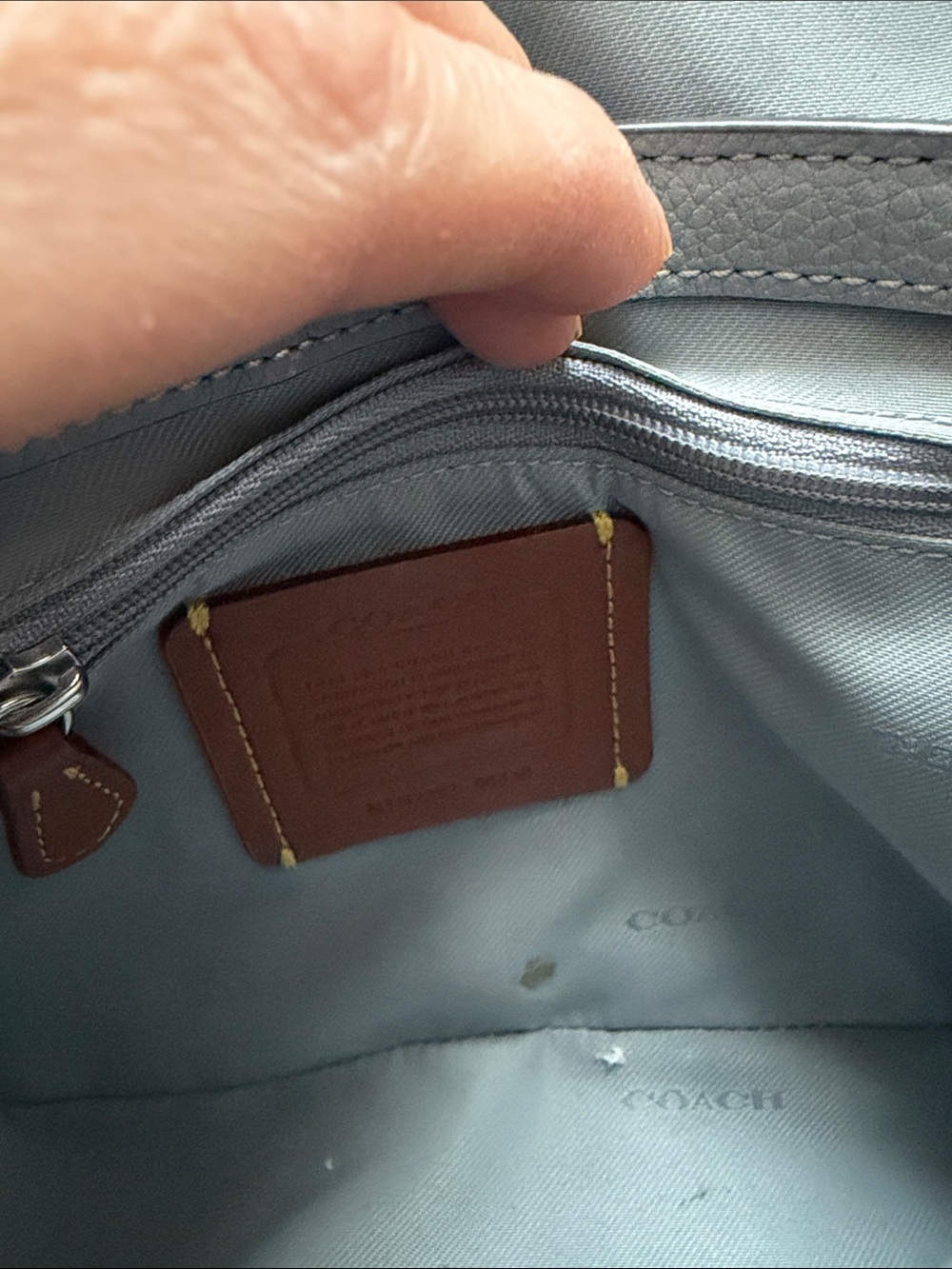 Coach Pebbled Leather Turnlock Crossbody in Gray-Blue - Picture 11 of 11